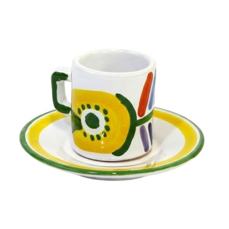 Tazzina caffè cilindrica Piattino Filicudi Ceramiche siciliane De Simone Tazzina caffè cilindrica Piattino Filicudi Ceramiche siciliane De Simone
